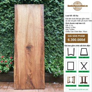 bàn gỗ gụ nguyên khối 2m1