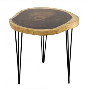 Bàn Cafe tròn Gỗ Me Tây Nguyên Tấm chân Hairpin