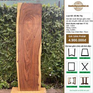 Bàn ăn gỗ me tây nguyên tấm