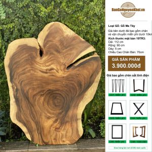 bàn tròn tự nhiên me tây nguyên tấm