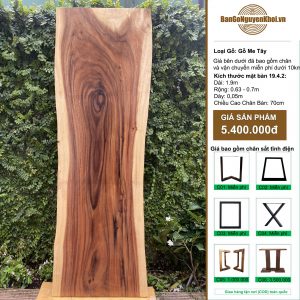 bàn ăn, bàn làm việc gỗ me tây nguyên tấm