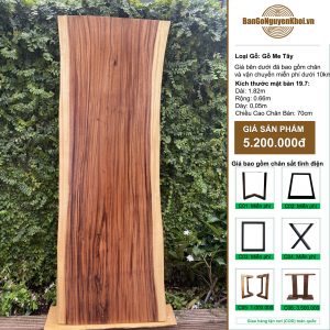 bàn ăn gỗ me tây nguyên tấm