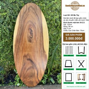 bàn tròn tự nhiên me tây nguyên tấm