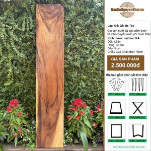 ghế băng gỗ me tây nguyên tấm tự nhiên