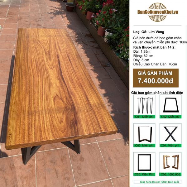 bàn gỗ Lim Vàng chân sắt sơn tĩnh điệnbàn gỗ Lim Vàng chân sắt sơn tĩnh điện