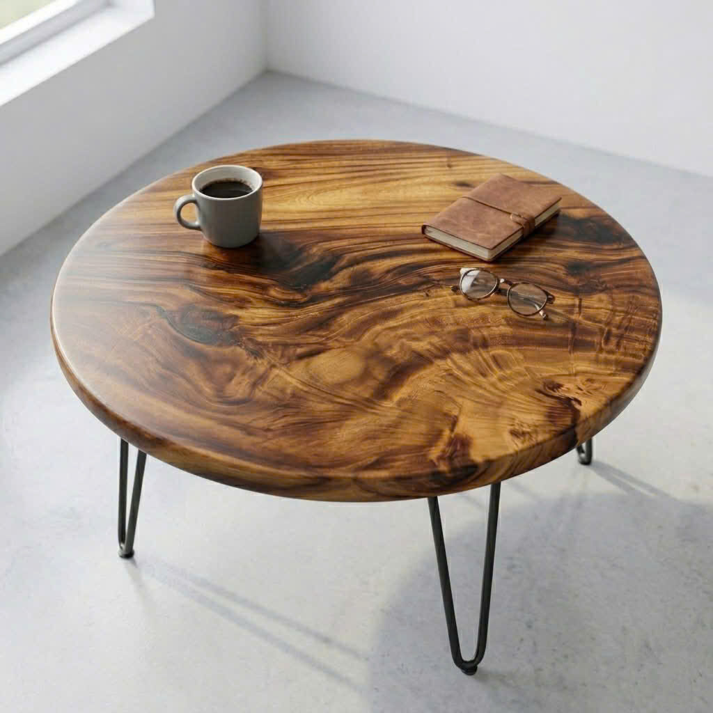 Thanh Lý Mặt Bàn Tròn/Bàn Trà/Bàn Sofa Gỗ Tự Nhiên Me Tây Nguyên Tấm